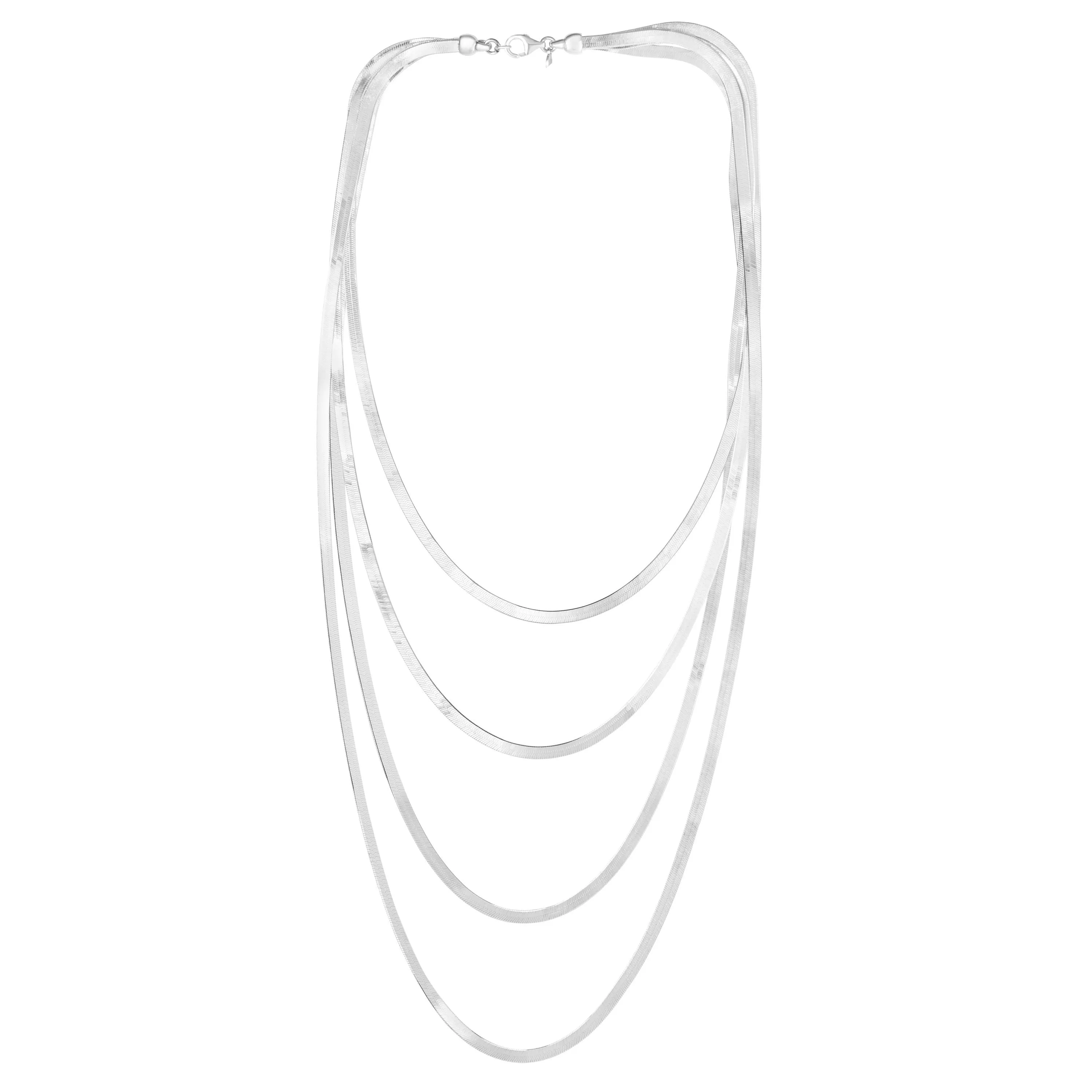 Sterling Silver Multi Strand Herringbone Necklace, 18