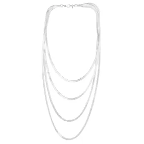 Sterling Silver Multi Strand Herringbone Necklace, 18