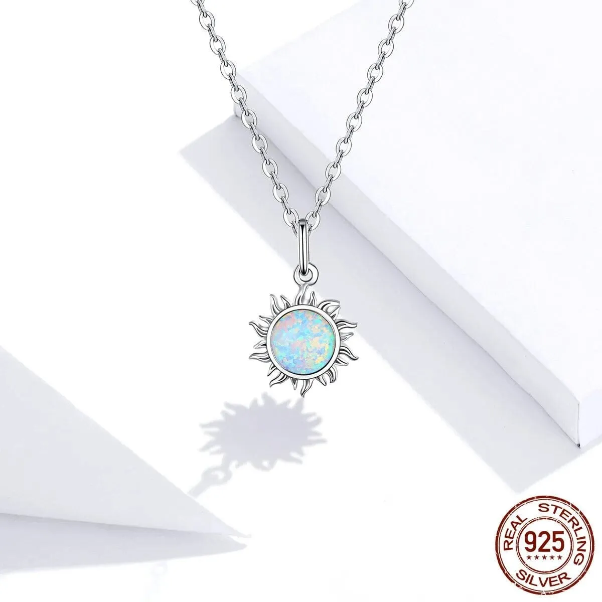 Sun Opal Necklace 925 Sterling Silver Pendant Necklace