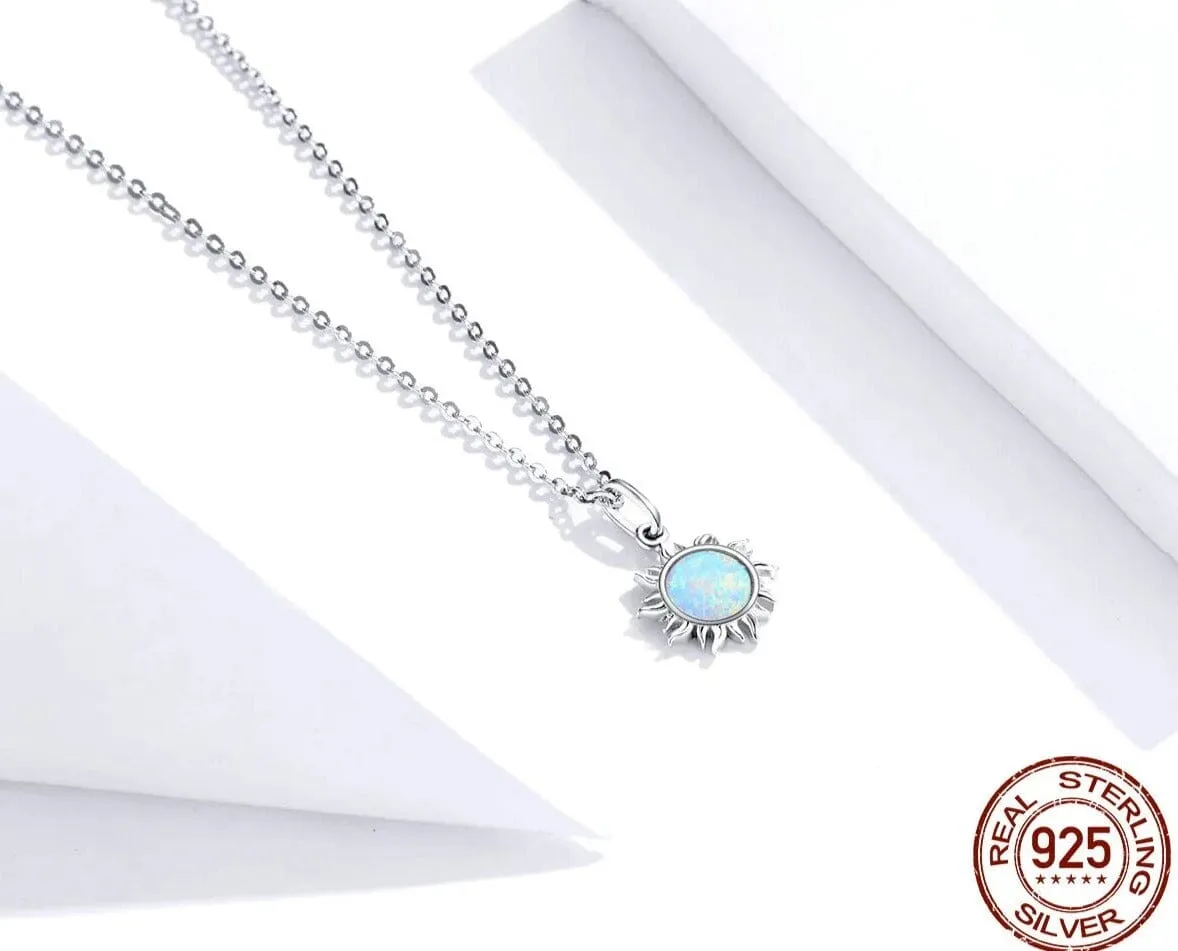 Sun Opal Necklace 925 Sterling Silver Pendant Necklace