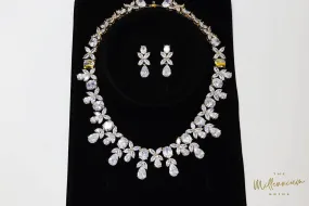 Swarovski crystals Luxury Water Drop And Flower Crystal Necklace, Bridal Necklace Set, Bridal Jewelry