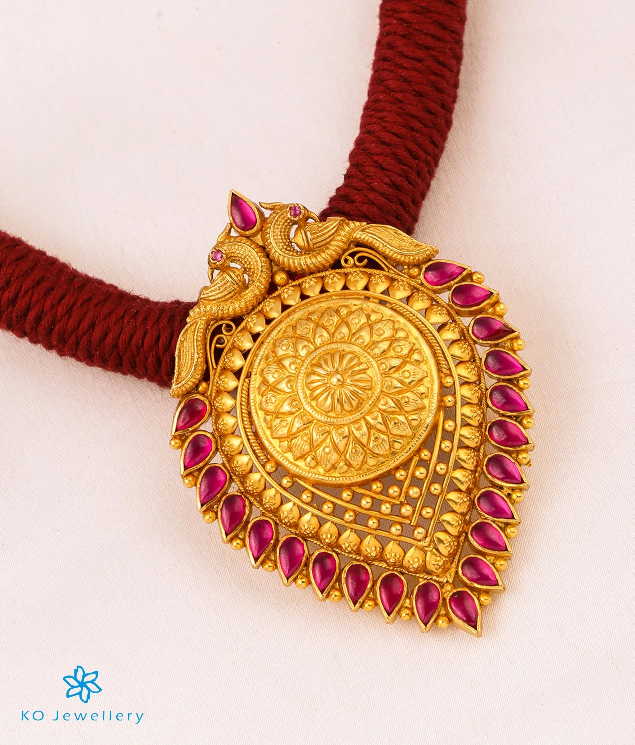 The Vyoma Silver Thread Necklace (Maroon)