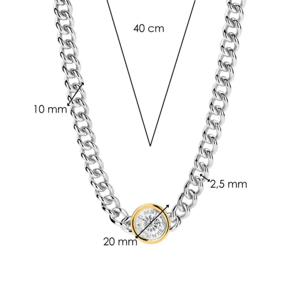 Ti Sento Two-Tone Coin Link Necklace