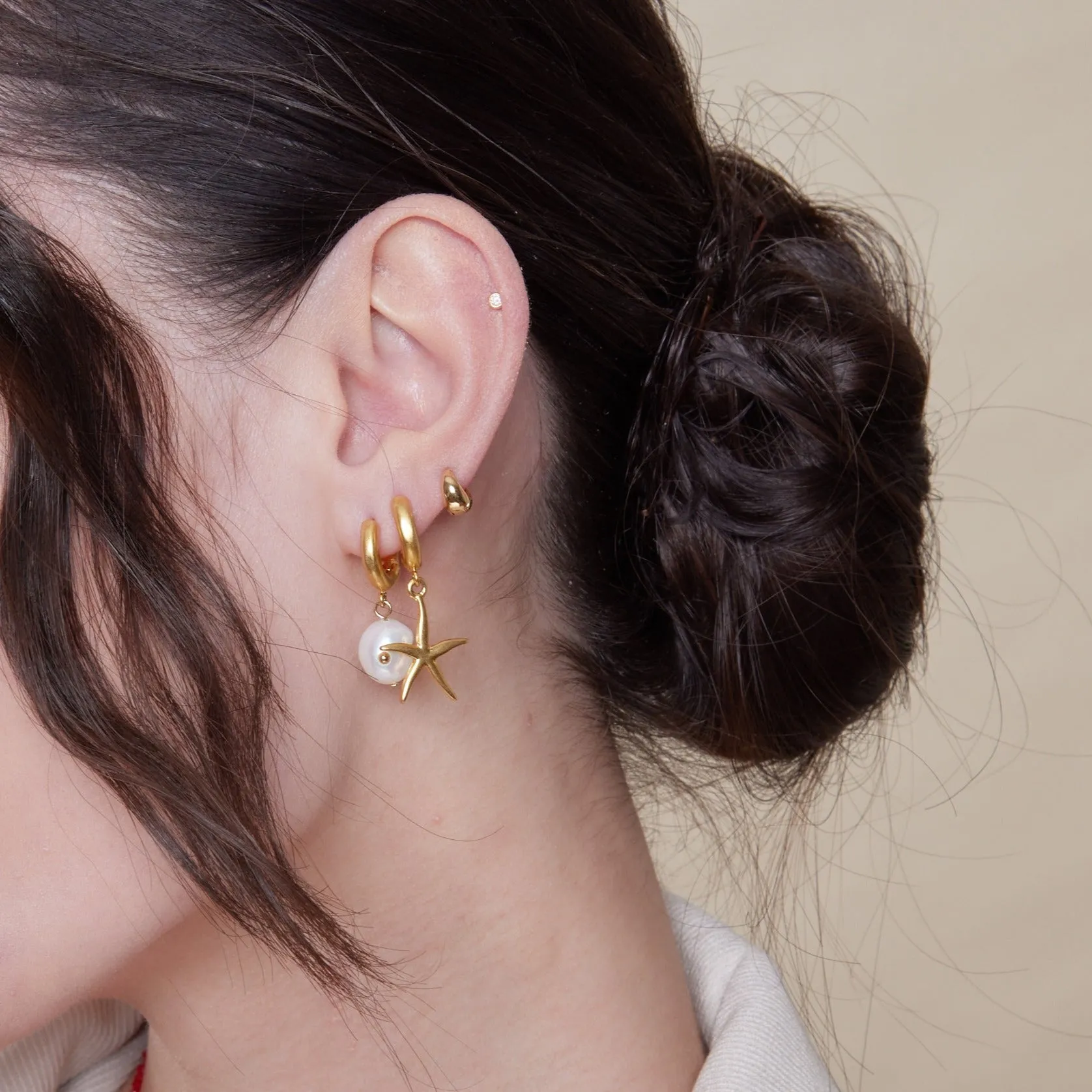 Tiny Tapered Micro Hoop Earrings - Gold