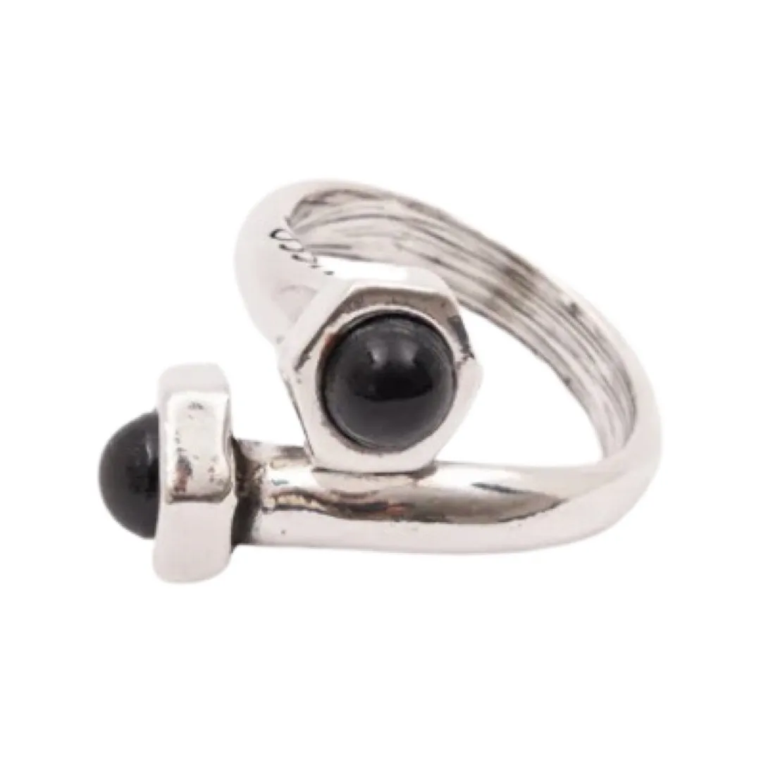 TUCCO TUERQUIN BLACK CRYSTAL ADJUSTABLE RING