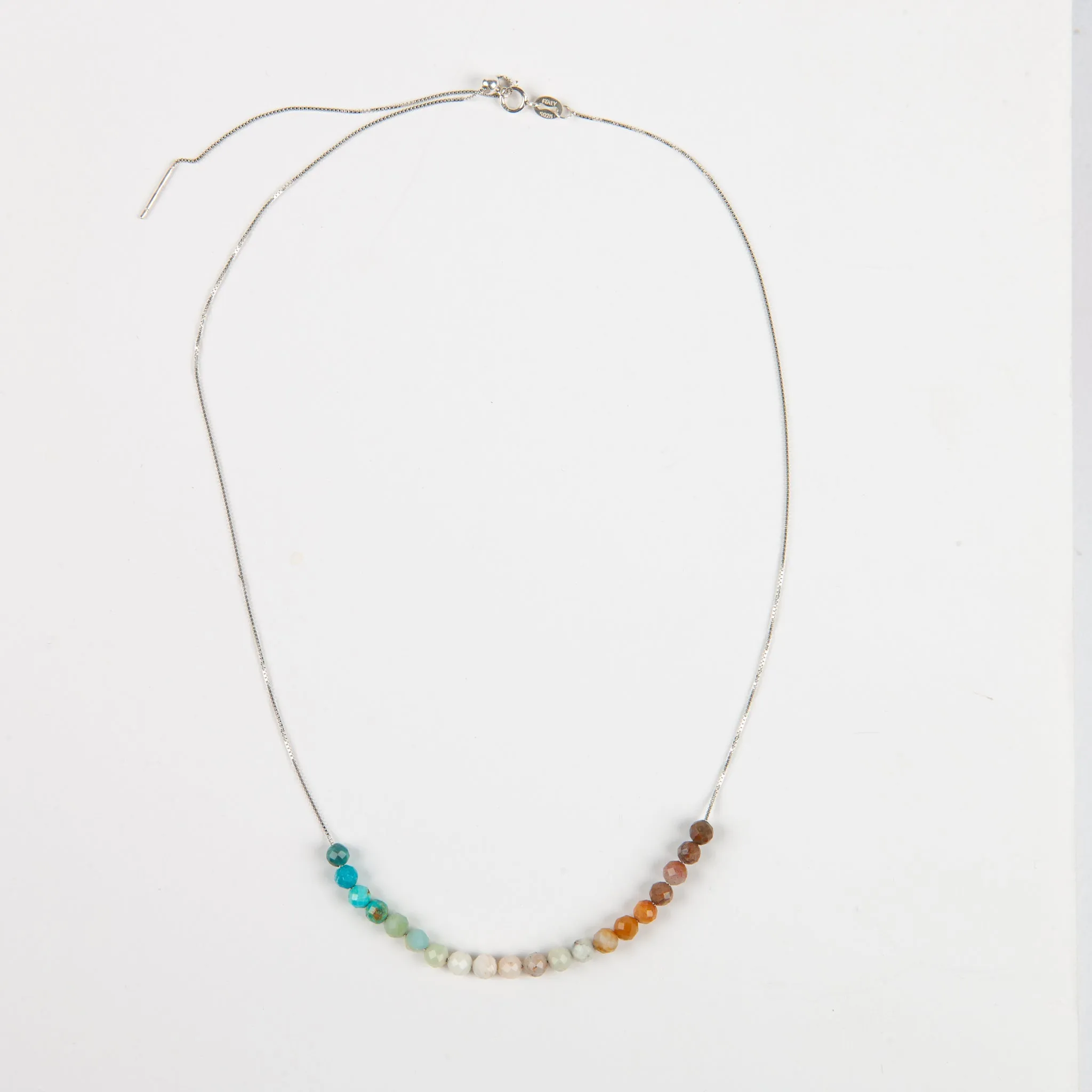 Turquoise, Amazonite & Chrysocolla Adjustable Slide Chain Gemstone Necklace