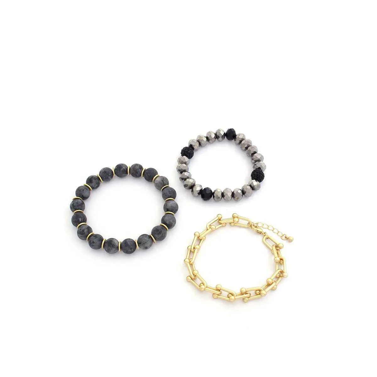 U Link Stone Beaded Bracelet Set.