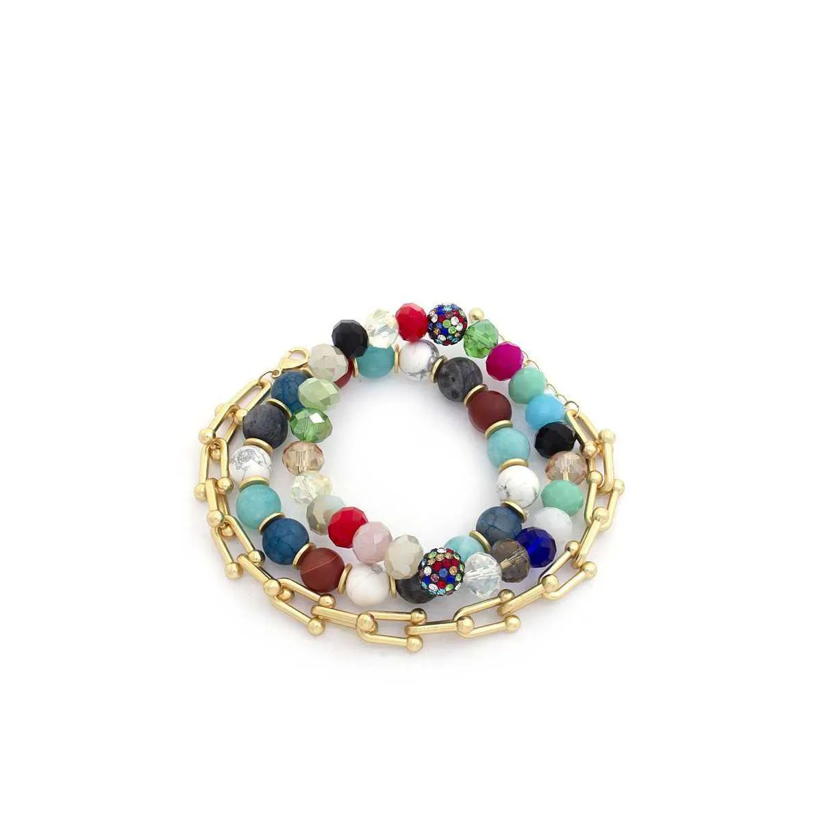 U Link Stone Beaded Bracelet Set.