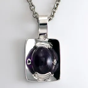 Unique Amethyst Sterling Silver Concave Pendant