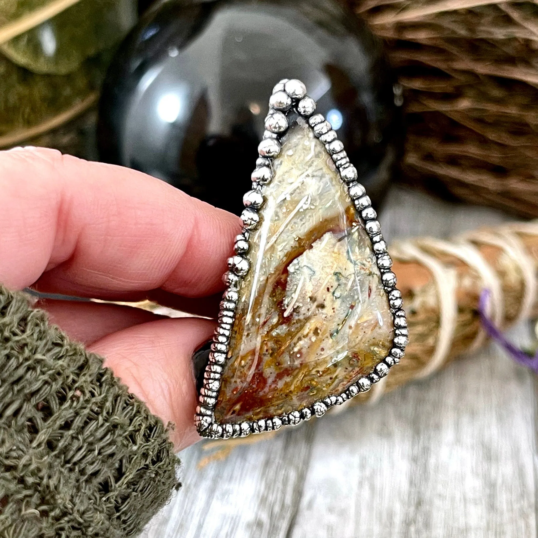 Unique Size 8.5 Large Fossilized Palm Root Statement Ring in Fine Silver / Foxlark Collection - One of a Kind