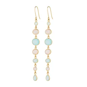 Vama | Lyla earrings | Metal-Sterling Silver | Stone-Aqua Chalcedony Rose Quartz | Finish-Shiny