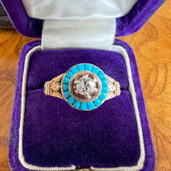 Victorian Diamond & Turquoise Ring