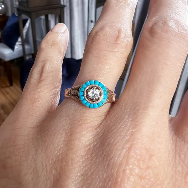 Victorian Diamond & Turquoise Ring