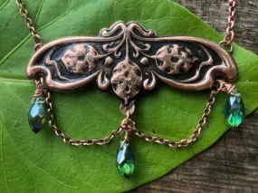 Vintage Botanical Copper Necklace and Earrings