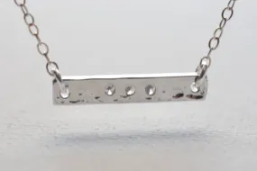 Wholesale Sterling Silver Sideways Hammered Bar Necklace,Silver Bar with Crystals,Horizontal Bar Necklace,Hammered Sideways Bar,Dainty Bar Necklace