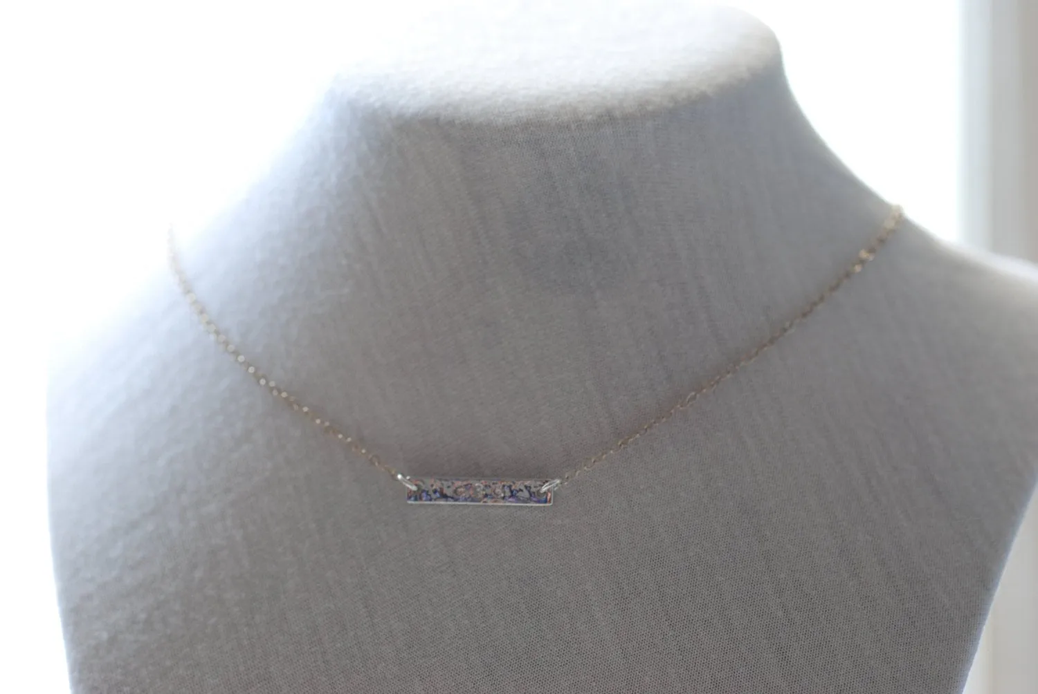 Wholesale Sterling Silver Sideways Hammered Bar Necklace,Silver Bar with Crystals,Horizontal Bar Necklace,Hammered Sideways Bar,Dainty Bar Necklace