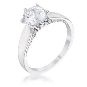 WildKlass 1.56Ct Contemporary Rhodium Plated CZ Solitaire Ring