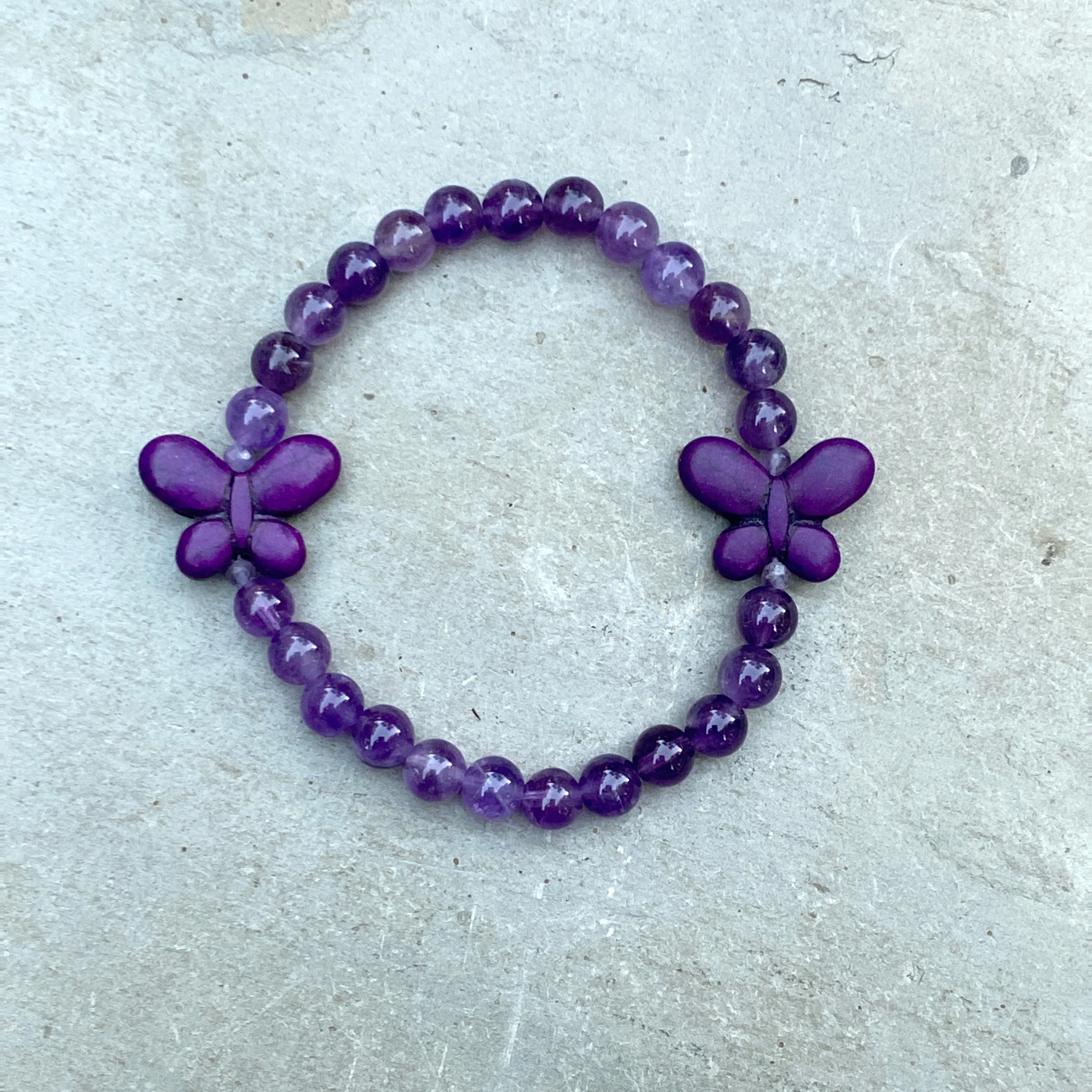 Women's Howlite Butterfly Gemstone Bracelets in Various Colors