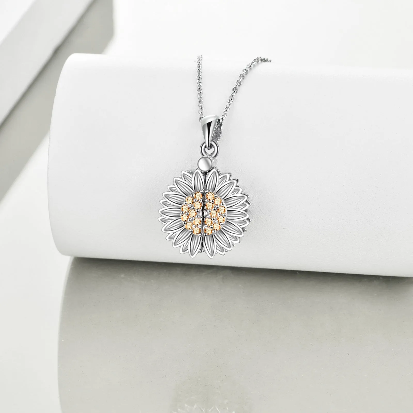 You are My Sunshine Necklace Sterling Silver Sunflower Urn Necklace